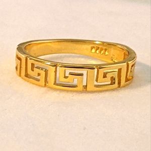 Sterling Silver Gold plated Greek Key Design Ring